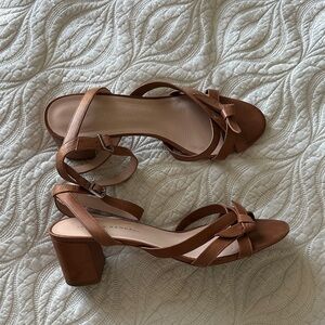 LOEFFLER RANDALL Brown Bow Block Heel Sandals